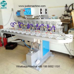 Tag Less Pad Printing Machine 10 Color Ink Tray Pad Printer with Conveyor
