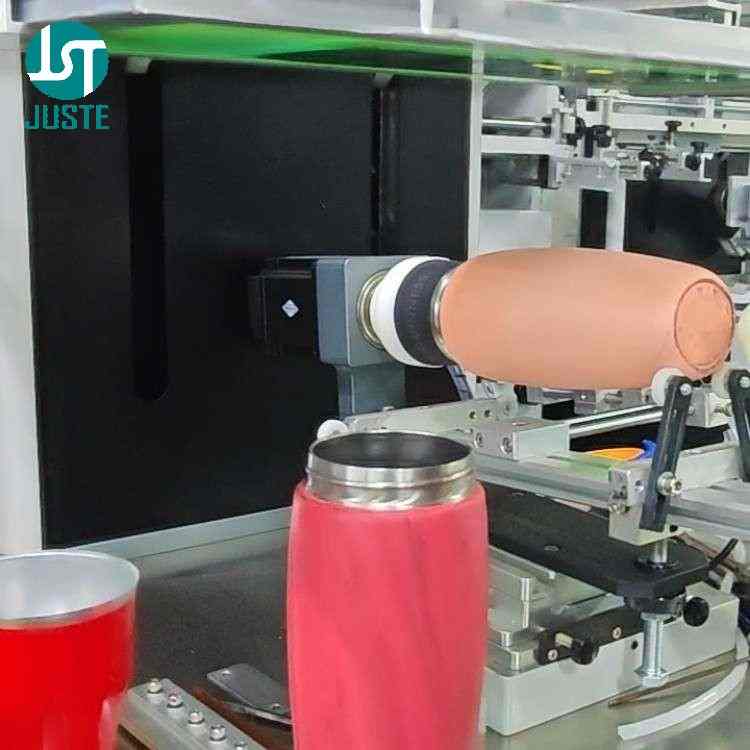 Custom CNC fixture for ovoid thermal flask on semi automatic screen printing machine