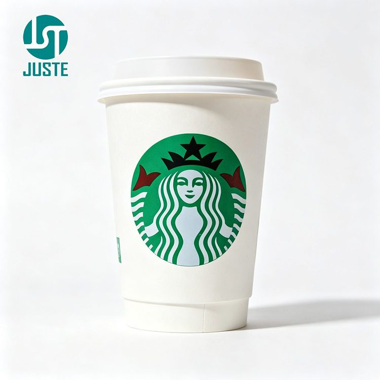 Finished Starbucks coffee cup screen printed with sharp logo(1)
