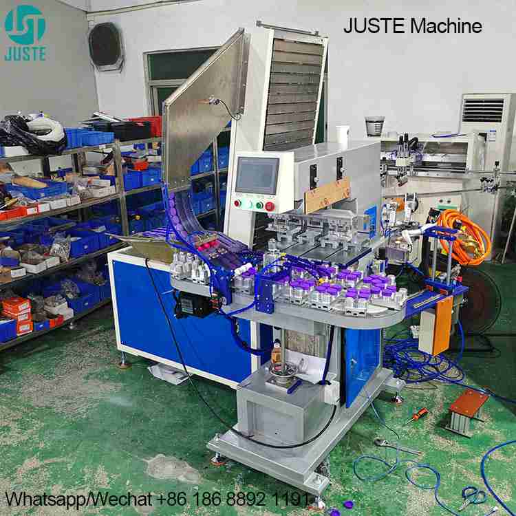 Macchina per stampa a tampone di tappi di bottiglia a 4 colori completamente automatica Macchina per stampa a tampone pneumatica, stampante a tampone per tappi di bottiglia completamente automatica a 4 colori