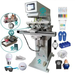 Yuvarlak metal tampon baskı makinesi Tamamen Elektrikli Mürekkep Tepsisi 4 Renkli Ped Yazıcı