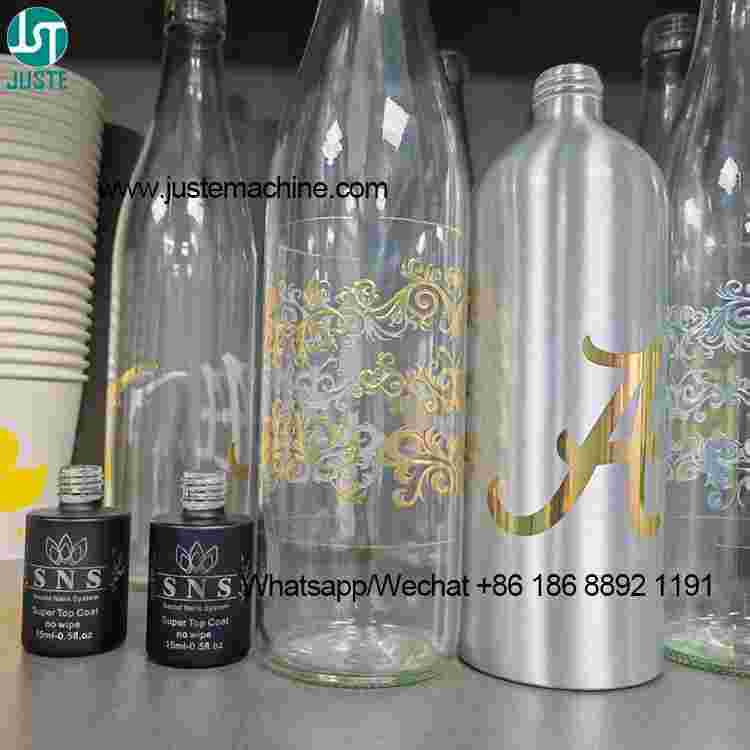 Hot Stamped Glass Bottle with Gold Foil Design Hot Stamped Glass Bottle with Gold Foil Design