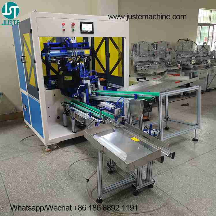 Macchina serigrafica completamente automatica per tazze di plastica in seta a cilindro lato sinistro